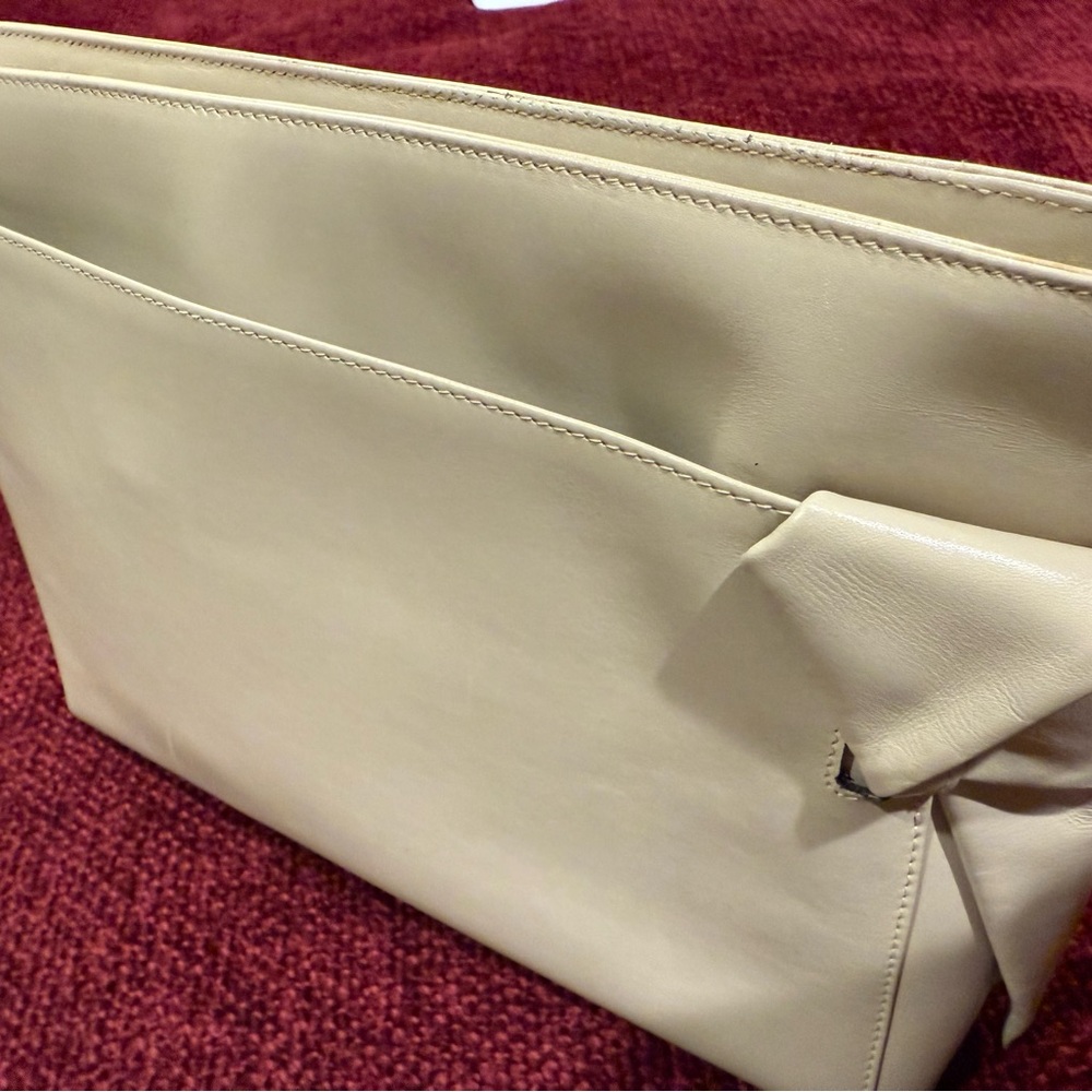 Salvatore Ferragamo Cream Clutch with Smooth Leather Finish